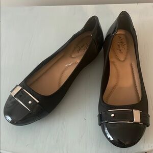 Vince Camuto Black Flats with Silver Buckle